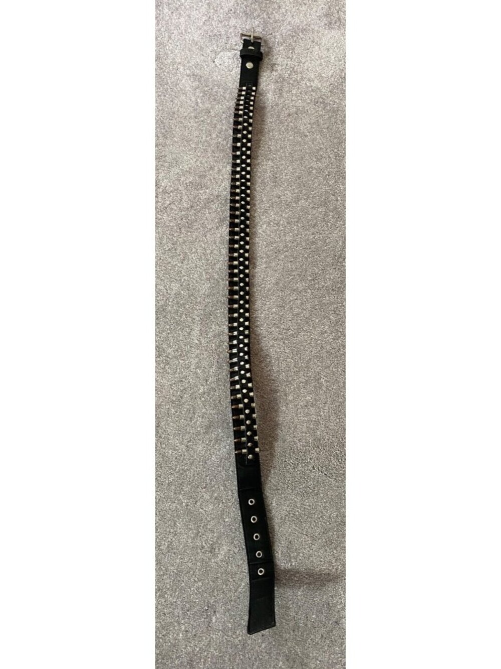 Black Belt With Silver Bullet Studs & Adjustable Buckle - 44 Inches Long